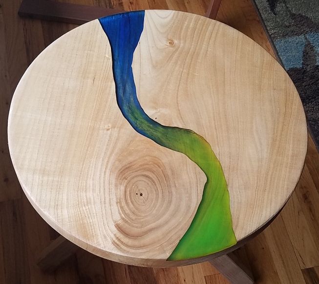 Paulownia and resin river table